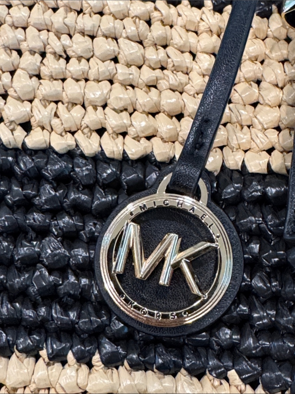 Michael Kors Bag Quinn Large Striped North South Crochet Woven Straw Beach Bag - Picture 13 of 17